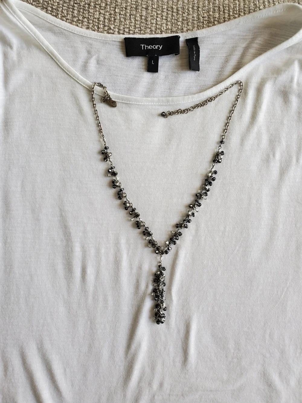 Silver-Tone Beaded Y-Necklace